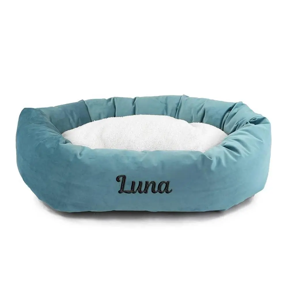 Majestic Pet Velvet Sherpa Bagel Dog Bed - Personalized
