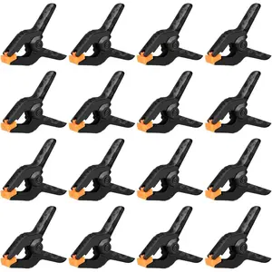 16 Pack Small Spring Clamps, 3.5 Inch Heavy Duty Clamps for Backdrop Stand, Plastic Clips for Crafts and Backdrop Clips for Crafts, Woodworking, Photography, Outdoor