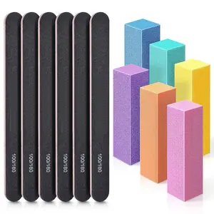 Nail Files and Buffer, Professional Manicure Tools Kit Rectangular Art Care Buffer Block Tools 100/180 Grit 12Pcs/Pa(Black)