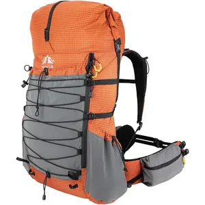 Internal-frame Hiking Backpcack: 50L / 60L / 70L Roll Top Lightweight Travel Backpack with Rain Cover for Men Women Hiking Camping Backcpacking Orange Red