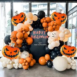 146 Pcs Halloween Balloon Garland Arch Kit with Pumpkin Balloons Party Birthday Halloween Party Decorations.