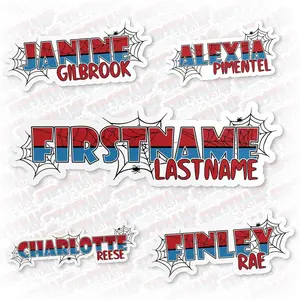 Custom Spider Superhero Name Decal Sticker Personalized Superhero Name Birthday Stickers Gift Waterproof Die-Cut Vinyl Sticker for Water Bottle, Kindle, Laptop, Kindle Stickers Gift for Her Him Y