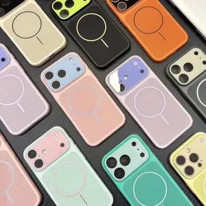 Color-block phone case with large window for summer heat dissipation — Compatible with iPhone 17/16 Pro Max, iPhone 15 (couple’s edition), iPhone 14 and iPhone 13 series — 3994