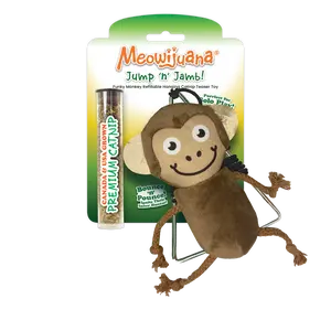 Jump 'n' Jamb Funky Monkey Refillable Cat Toy - Interactive Plush Cat Toy