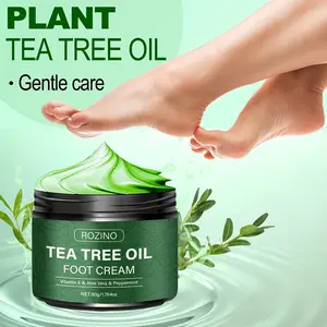 Rozino Tea Tree Oil Foot Cream 50g with Vitamin E Aloe Vera & Peppermint for Gentle Care Plant-Based Formula Clean Dry