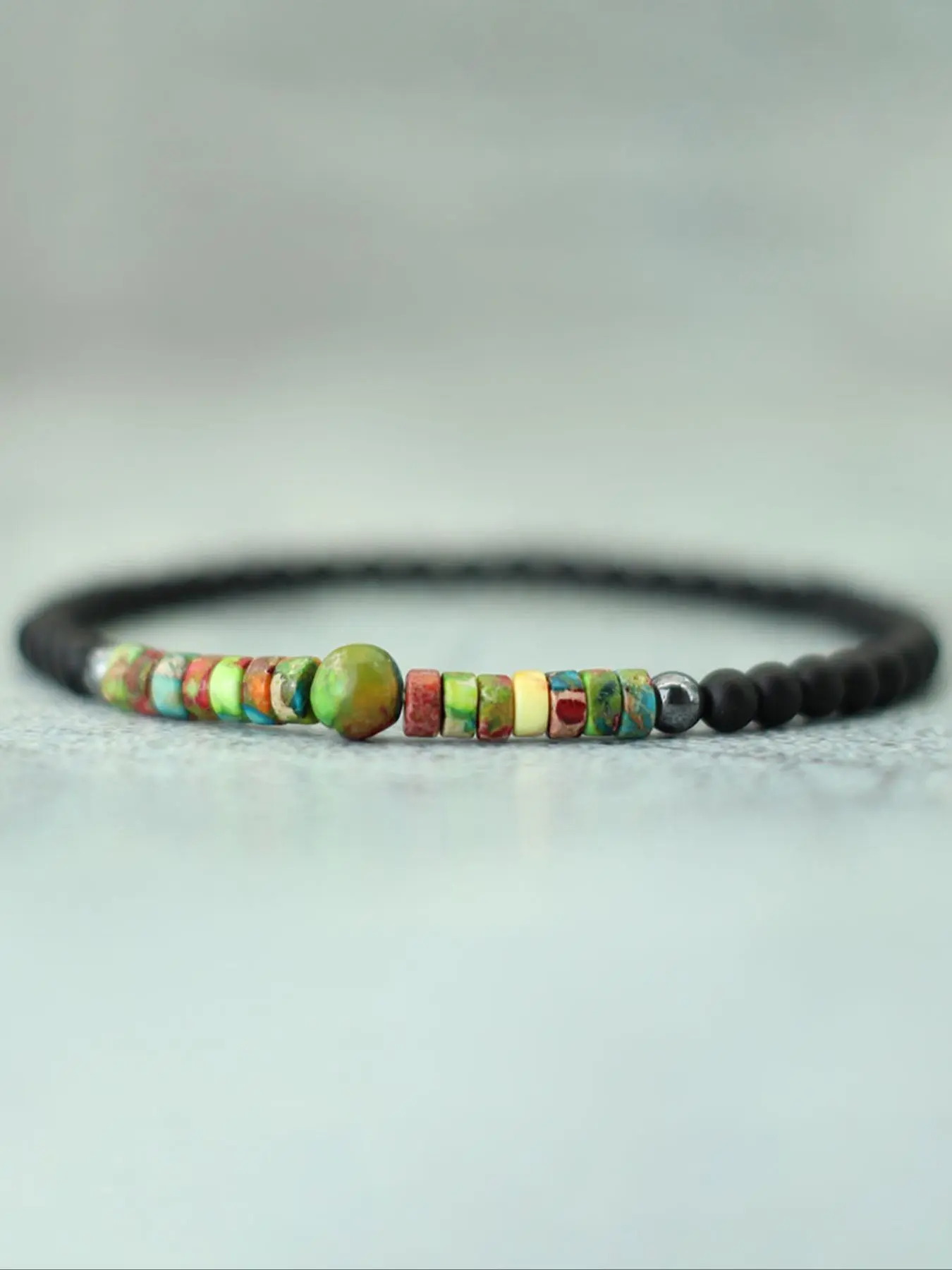 4mm Handmade Black Matte Beads Bracelet Charms Natural Emperor Stone Beaded Braclet For Men Armband Jewelry Accessories