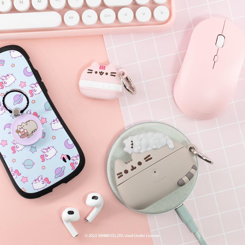 iFace Pusheen the Cat AirPods Pro & 3rd Gen Case (Pusheen & Stormy) - Carabiner Clip Included, Cute Silicone Protective Cover Figure Type