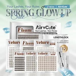 AiryCute Trending Brown Lash Collection | Dark & Light Brown Velure Flaunt | Flawless for Fair/Dark Hair | Reusable, Lightweight & amazing brown Flora Brown Venus Natural Daily, Volumn Style | Beginner-Friendly | DIY Lashes