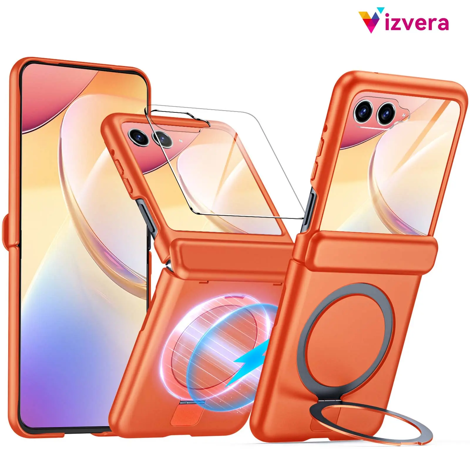Vizvera for Motorola Razr 2026/ Razr 2025/ Razr 2024 Case – 9H Screen Protector, Hinge Protection, Magnetic Stand, Rugged Protection,For Motorola Razr 2026 Ultra/ Razr 2025 Ultra,For Motorola Razr+ 2026/ Razr+ 2025/ Razr+ 2024 summerwins
