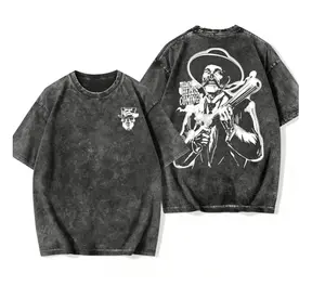 "Tell them that hell is coming" Heavy-duty washed T-shirt, cowboy western-style shirt, perfect for tombstone enthusiasts. Large size, retro style.