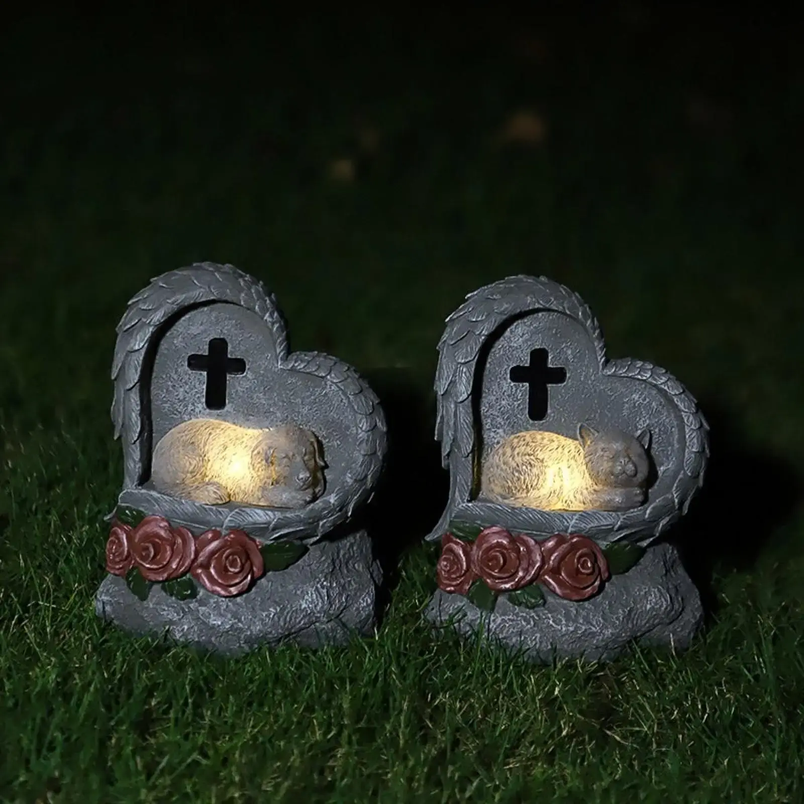 Pet Memorial Tombstone Statue - Durable & Weatherproof Resin Grave Marker with Classic Tombstone Design, Inscription Area, Heartfelt Memorial Gift for Dogs/Cats, Garden Lawn Display, Easy to Clean Personalizable Patio Decor
