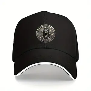 [Adventure Ready, Bitcoin Logo Cap] Lightweight Adjustable Bitcoin Logo Baseball Cap |   Soft Polyester Dad Hat with White Accents, Ideal for Outdoor Activities, Fit, Outdoor Headwear, Sleek Cap Design, Durable Headgear