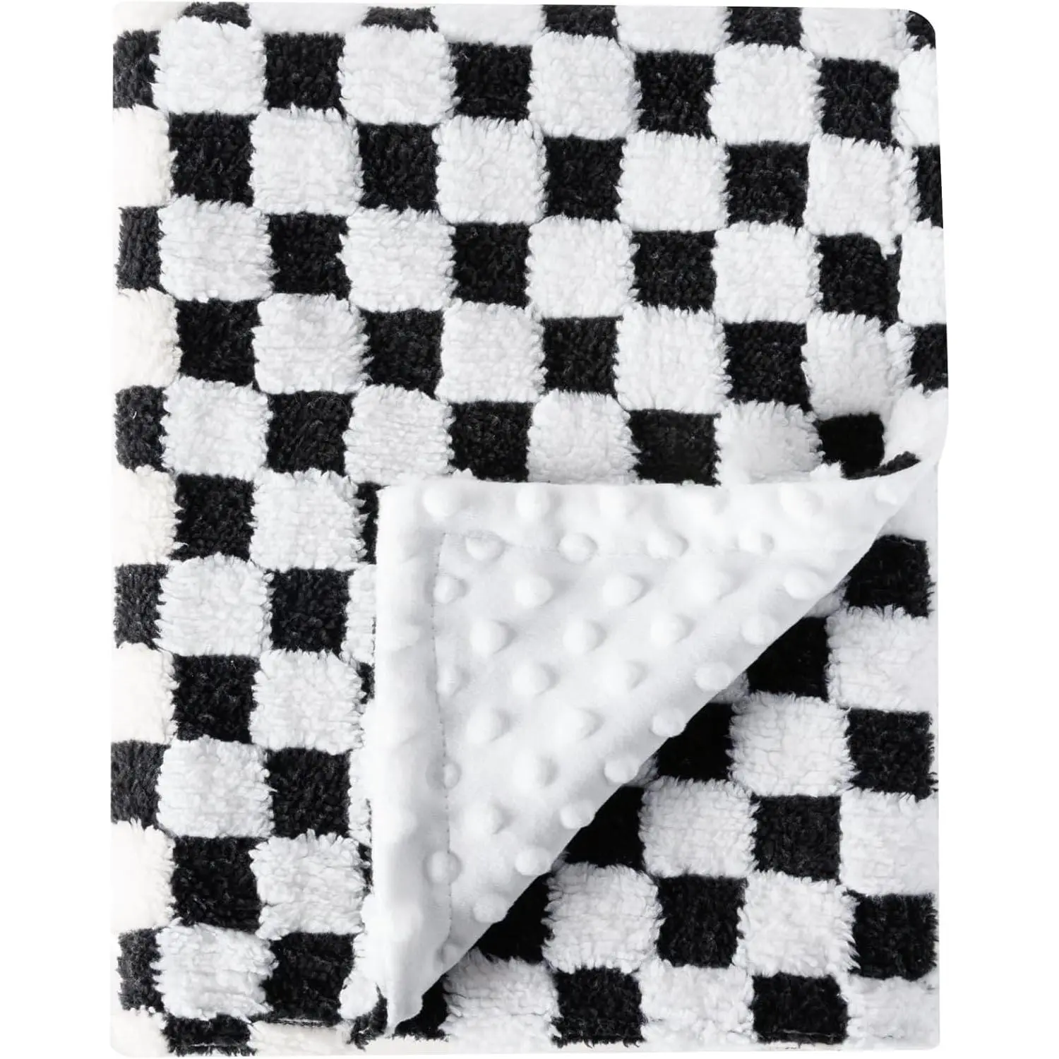 Soft Checkered  Blankets for Unisex Girls or Boys Breathable Gender Neutral  Double Layer Blankets with Dotted Backing for   (30" X 40")