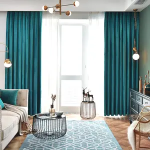 Luxury Lake Blue Blackout Curtains, Velvet Texture Solid Color High Light Blocking, Living Room Bedroom Hook Curtain, Noise Reduction Insulation, Thermal Insulated Curtain