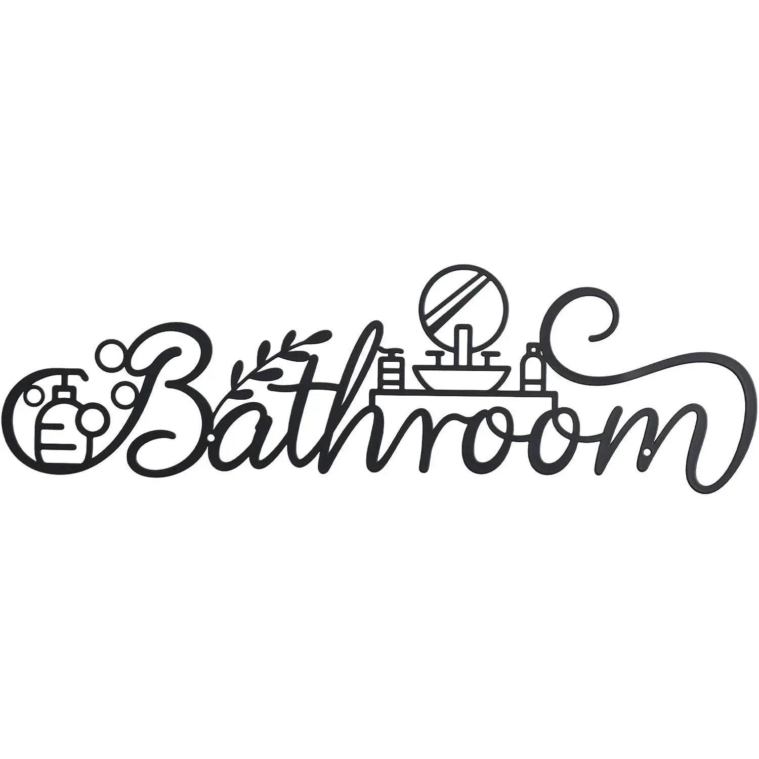 Metal Bathroom Wall Decor,Modern Bathroom decor,Farmhouse Metal Bathroom Wall Art (Black)