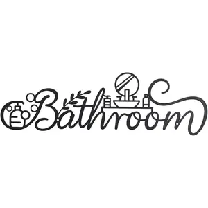 Metal Bathroom Wall Decor,Modern Bathroom decor,Farmhouse Metal Bathroom Wall Art (Black)