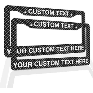 Any Text License Frames - Your Custom Message Plate Frame Custom Personalized Name Monogram Logo License Plate Frame Custom Funny License Plate Holder - Carbon Fiber Pattern