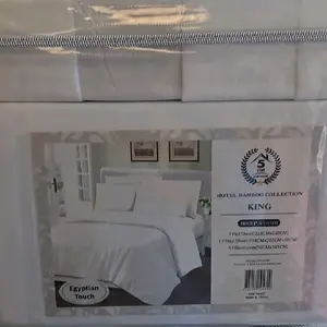Hotel Bamboo Collection King Size Bedding Set with Egyptian Touch Flat Sheet Fitted Sheet and Pillowcases for Snack Nata