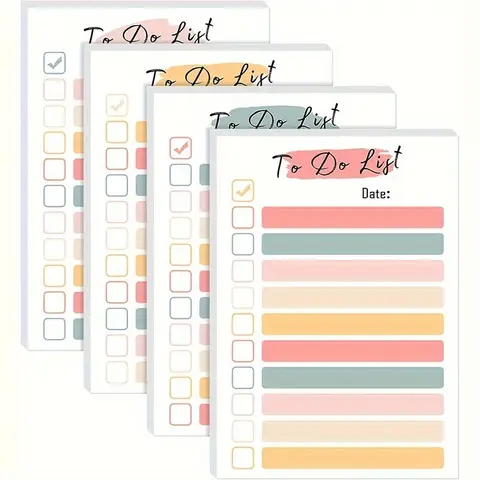 4 Packs To-Do List Notepad, Daily To-Do List Sticky Notes, Funny Stickers, Sticky Labels, Color Portable Planner for Coworkers, Funny Office Gifts, Office Supplies