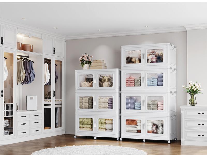 BROVIEW 50Qt-1200Qt Extra Large Storage Bins with Lid, Plastic Stackable Storage Bins with Wheels, Collapsible Closet Organizer and Storage Drawers,Multi-pack 1/3/4/5pack