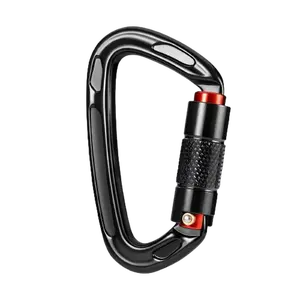 UIAA Certified 25KN Carabiner Heavy Duty Auto Locking Carabiners Clips 6PCS Black D Shaped 3.93 Inch Large Size for Swing Pet Traction