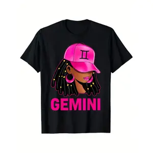 Gemini Queen Zodiac Sign T-Shirt With Loc'D Hair Black Woman Design Premium Cotton Casual Wear For Men And Women Perfect Gift For Christmas And New Year