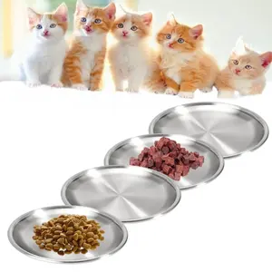 A Set of 4/2 Pcs Stainless Steel Cat Food Bowls,Shallow Design for Easy Eating,Perfect for Dry/Wet & Canned Food,Easy to Clean Indoor Feeding Dishes,Halloween Christmas Party Gifts,Hand Tools Kits
