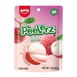 Amos Peelerz Lychee Gummy Candy 3 oz - 2 Count - Sweet Snack - Fun, Nutritious & Delicious