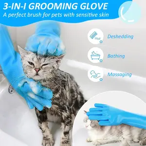Multi-functional Silicone Pet Grooming Gloves - Waterproof Scrubbing Mitts for Dog Bathing, Dishwashing, Car Wash & Home Cleaning