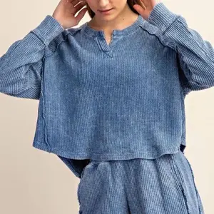 Waffle Set - Blue Corduroy Top and Matching Bottoms for Your Needs