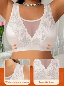 Women's Full Coverage Bra, Bralette, Plus Size Everyday Lace Push-Up Front Hook Closure, Soft Breathable Underwear, Comfortable and Stylish