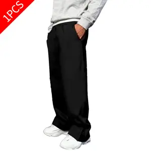 Men’s All-Match Wide Leg Sports Joggers - Adjustable Elastic Waistband, Baggy Elastic Rope Drawstring, Medium Baggy Loose Fit, for Travel & Indoor Rest, Adjustable Elastic Waistband Men's Sports Joggers, Baggy Drawstring Men's Sports Joggers