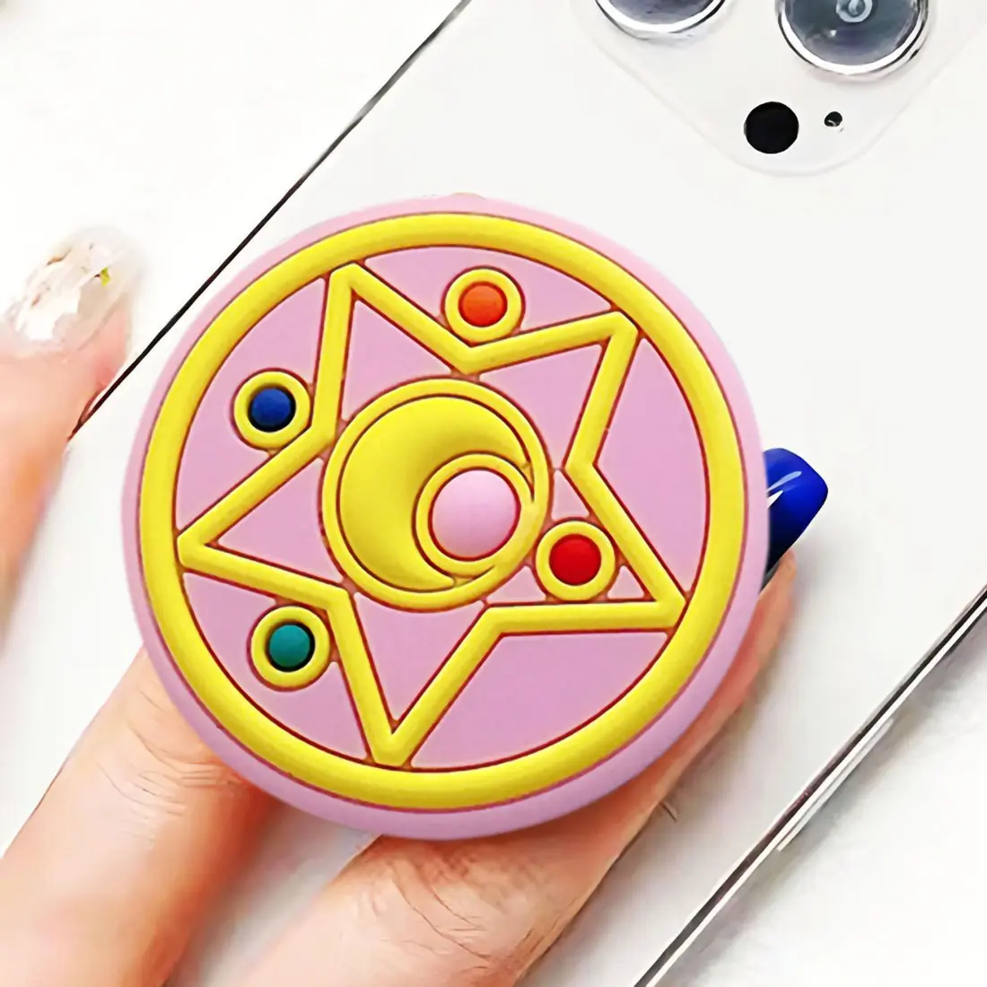Cute Moon and Star Phone Grip -Kawaii Phone Grip Compatible with Kindle Paperwhite & iPad iPhone, Phone Holder Stand for Women, Phone Charm, Phone Accessories