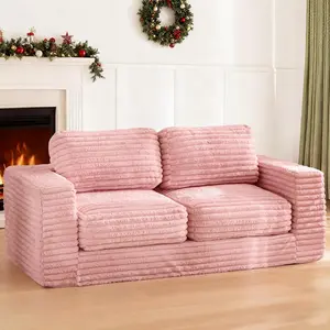【Limited time deal】 BA-LZR Bean Bag Chair, Two-seat Bean Bag Sofa with Pillows and Armrests for Adults, Upholstered Loveseat Floor Sofa Couch Fluffy Chair Bean Bag Couch for Bedroom Living Room, Pink