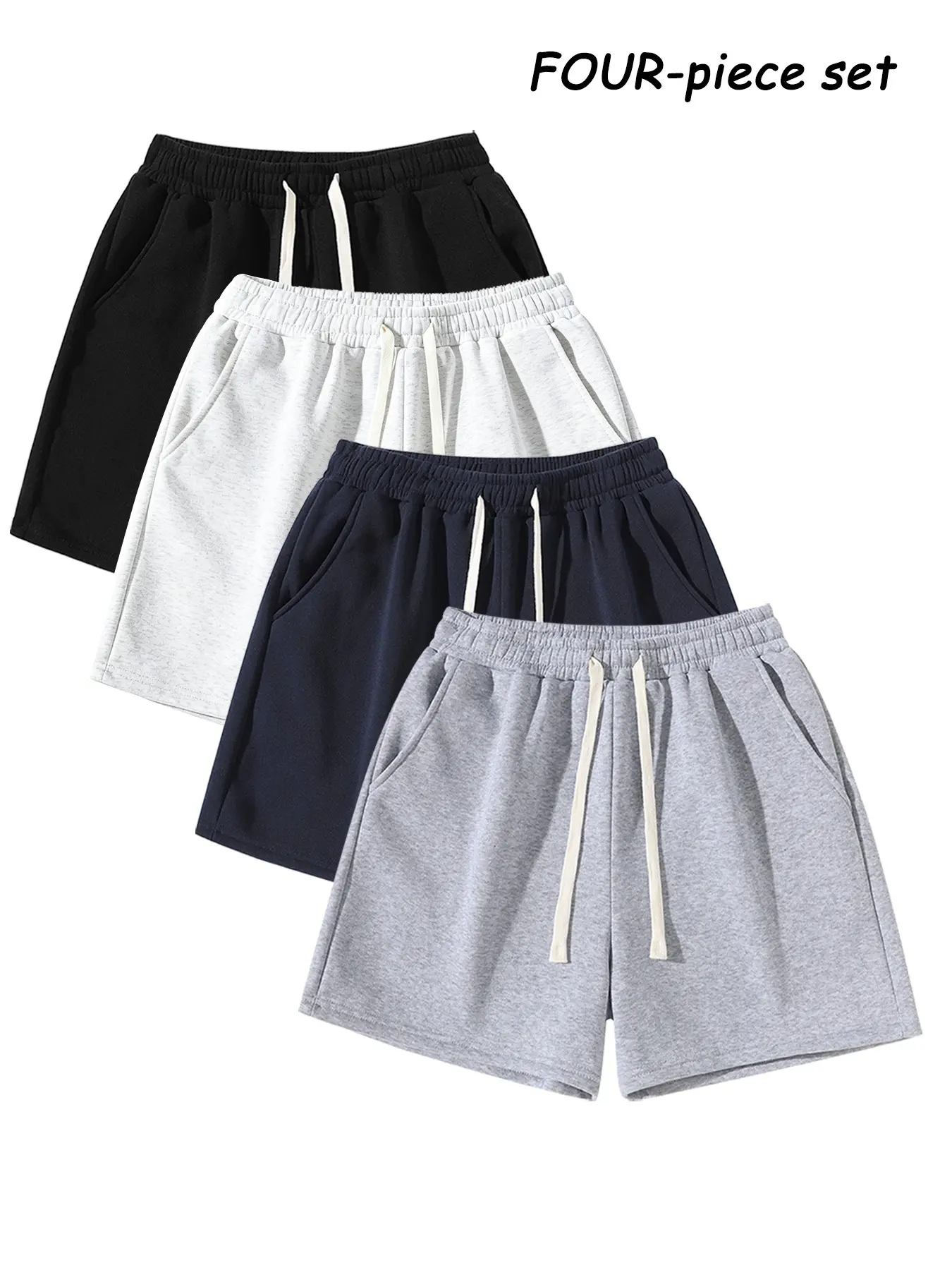 Unisex Regular Fit Casual Shorts, Athletic Wear Shorts, Sporty Elastic Drawstring Waist Shorts with Pockets, Ideal for Fitness, Streetwear, Daily Wear, Athleisure Shorts, Drawstring Sports Shorts, Drawstring Track Shorts