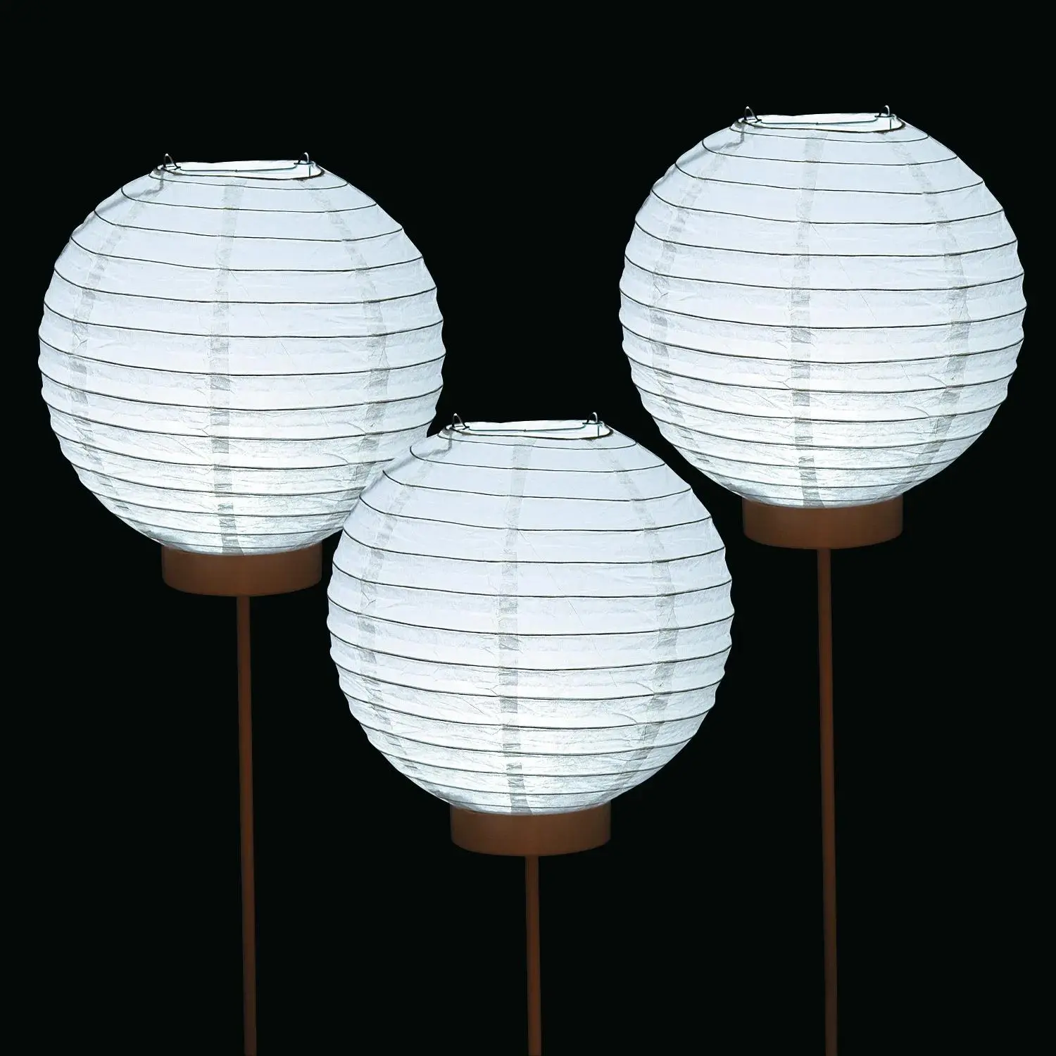 8" Durable Light-Up Paper Lantern Balloons with On/Off Switch, 3-Pc Set for Home Decoration, Wedding Decorations, Party Decor