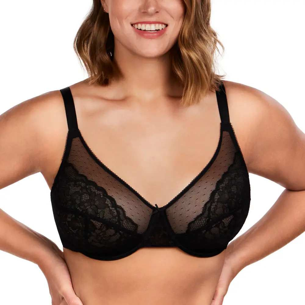 HSIA Enchante Floral Lace Unlined Comfort Non-padded Full Coverage Plus Size Underwire Bra Adjustable Straps