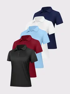 5 packs women's casual breathable lightweight sports polo shirts short sleeved sports tops summer short sleeved, suitable for fitness, golf, tennis, and daily commuting, etc