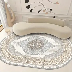 Oval Vintage Floral Pattern Rug, Floral Shaped Rug, 1 Count Non-slip Soft Floor Mat, Washable Decorative Area Rug Carpet for Home Living Room Bedroom Hotel