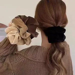 4PCS Velvet Hair Scrunchies for Women – Soft Elastic Ponytail Holders, Classic Neutral Color Hair Ties for Daily Wear & Easy Styling