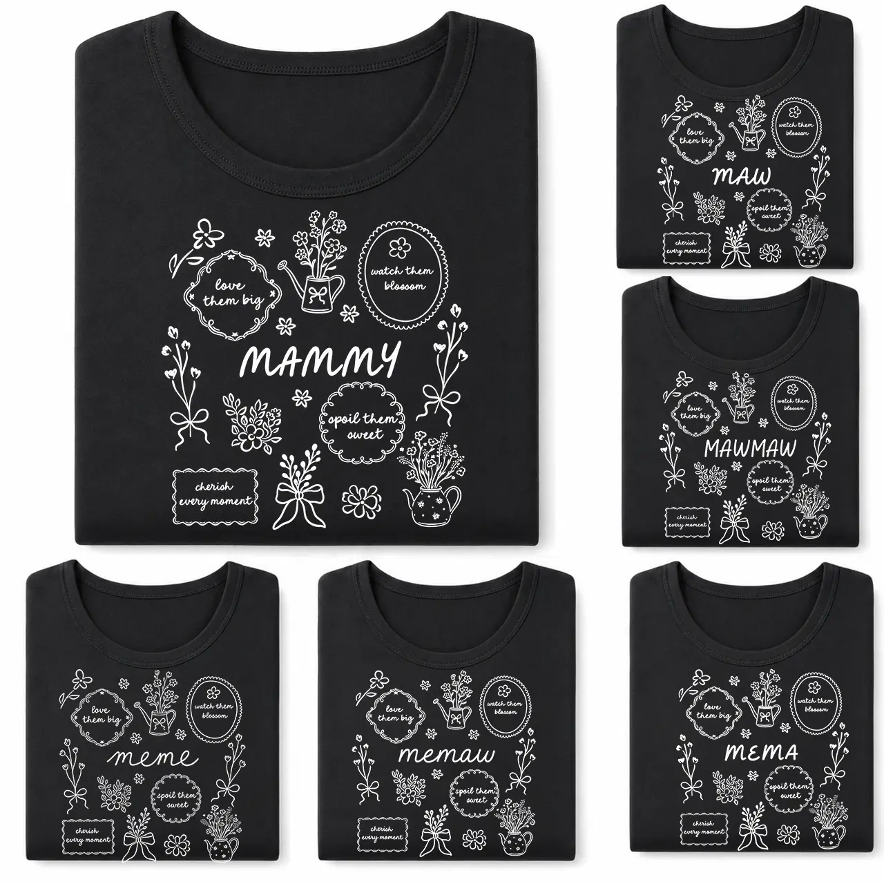 Grandma Shirt Cute Graphic Tee Women Mammy Mawmaw Memaw Nickname Design Heartwarming Family Love Oversized Soft Comfy Top Casual Everyday Wear