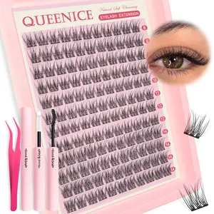 False Eyelashes Cluster Set, Natural-Look,Mixed Length, D Curl, Natural Fishtail Eyelashes, DIY Eye Makeup,Dramatic Lashes, Naturally Curly Eyelashes, Reusable, Eyelash Extensions,for everyday and multi-occasion situations