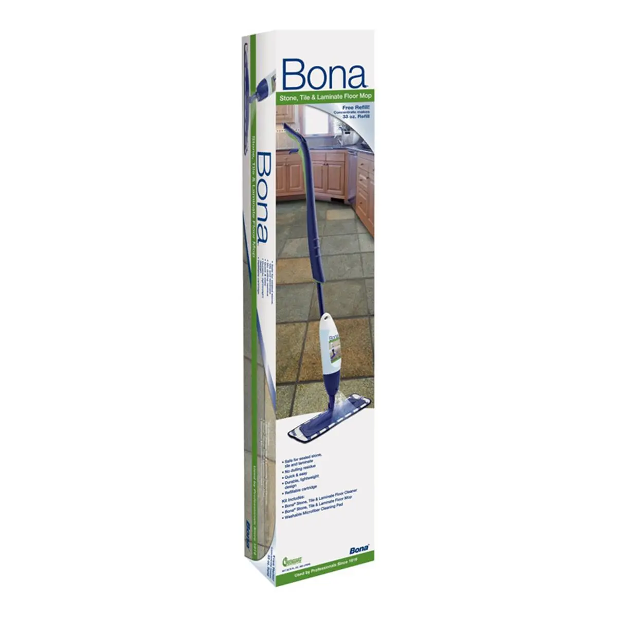 Bona 33 oz Floor Care Kit with Cleaner and Mop for Home Floor Maintenance