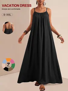 Solid Color Sleeveless Dress for Women, Elegant and Simple Design, Perfect for Daily Wear, Comfortable Fit, Versatile Style