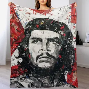 Che Guevara Collage Flannel Fleece Blanket Soft Cozy Revolutionary Icon Print Throw Blanket for Couch Bedroom Perfect Political Art Lover Gift