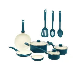 Aluminum Cookware Set 12 Piece Nonstick Ceramic, Blue
