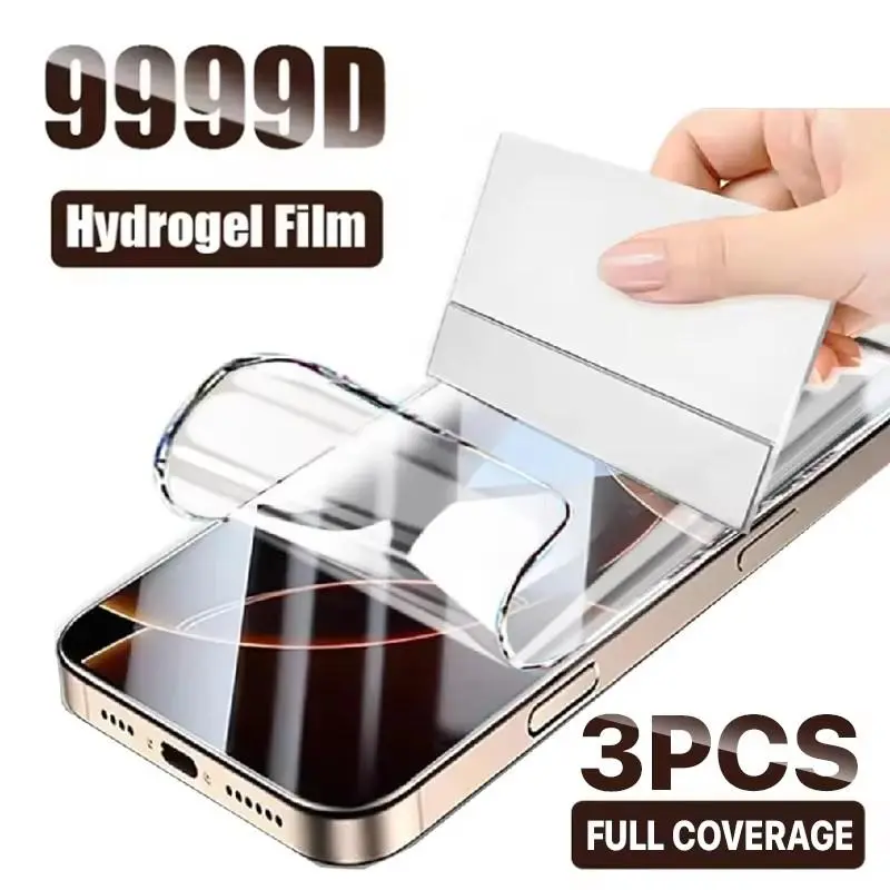 HD Hydrogel Film Screen Protector, 3 Counts Full Coverage Screen Protector, Ultra-Thin Screen Protector Compatible with iPhone, Slim, Screen Protector Set
