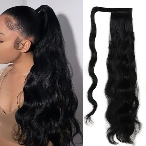 Pony tail extensions with straps, 22 inches long, curly ponytail, fluffy chicken rolls, with velcro, high ponytail, Synthetic Ponytail Hairpieces, suitable for women's daily use, parties, or cosplay
