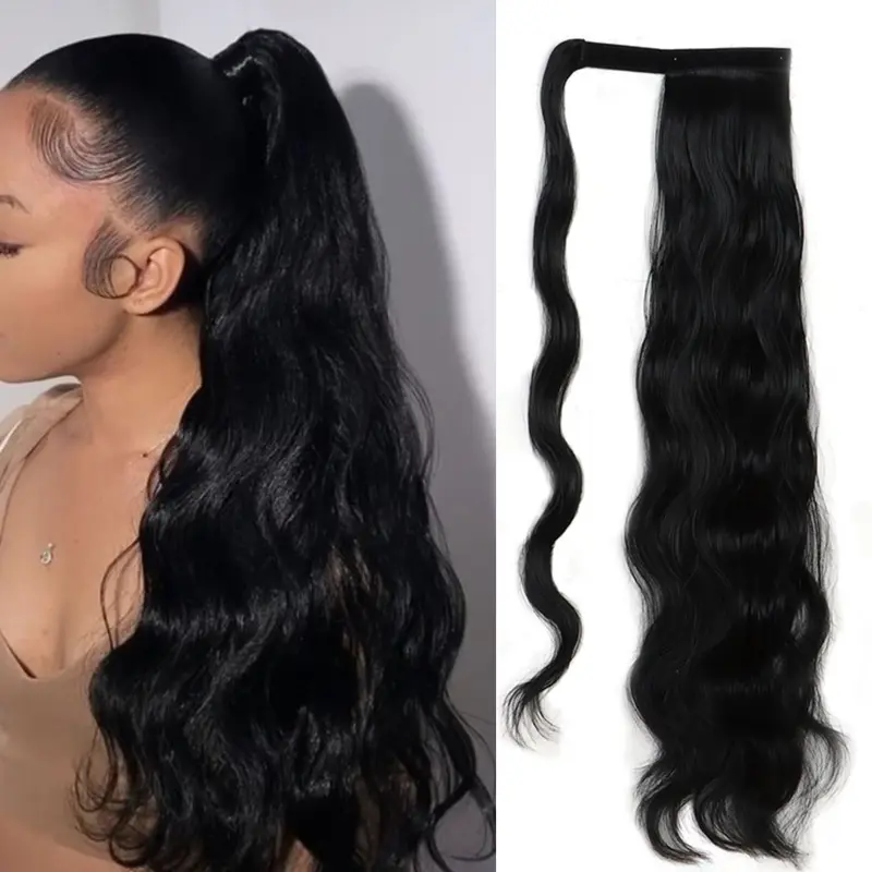 Pony tail extensions with straps, 22 inches long, curly ponytail, fluffy chicken rolls, with velcro, high ponytail, Synthetic Ponytail Hairpieces, suitable for women's daily use, parties, or cosplay