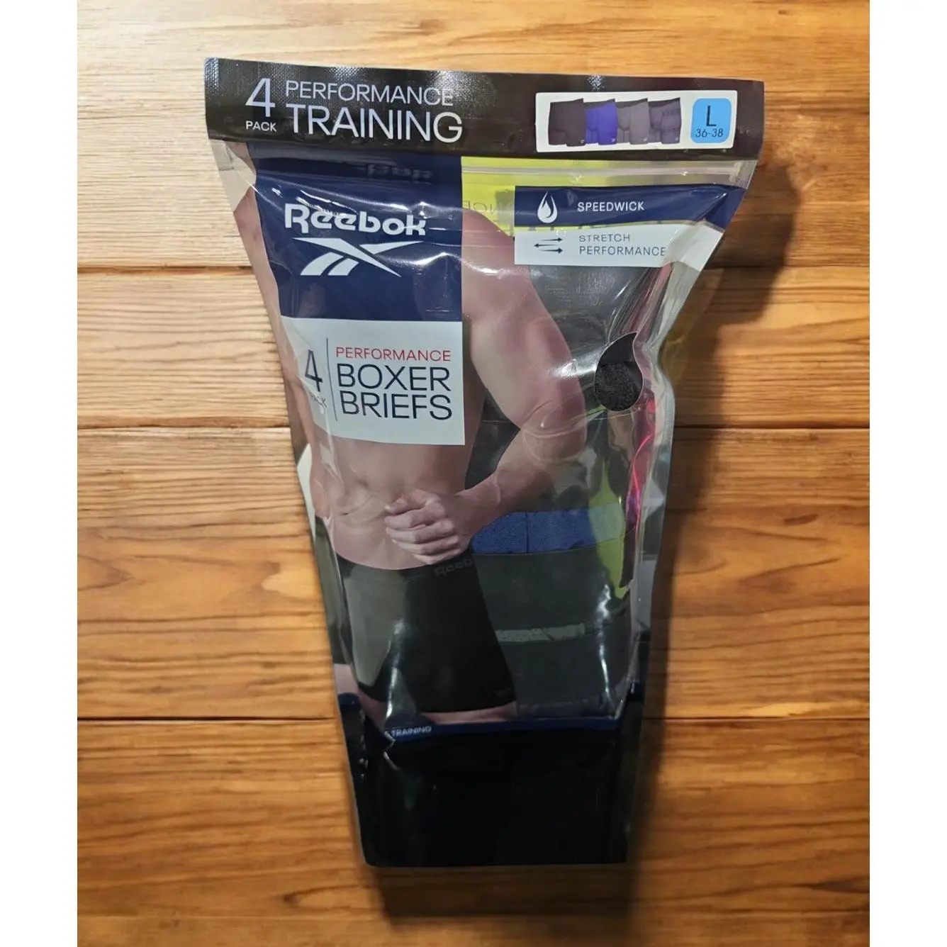 Reebok Men's 4-Pack Performance Boxer Briefs Blue/Grays/Blacks, 2XL (44-46)